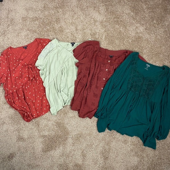torrid Tops - Torrid Boho Bundle Tops Womens 3X Lace Embroidered Floral Blouses Earthy Hippie